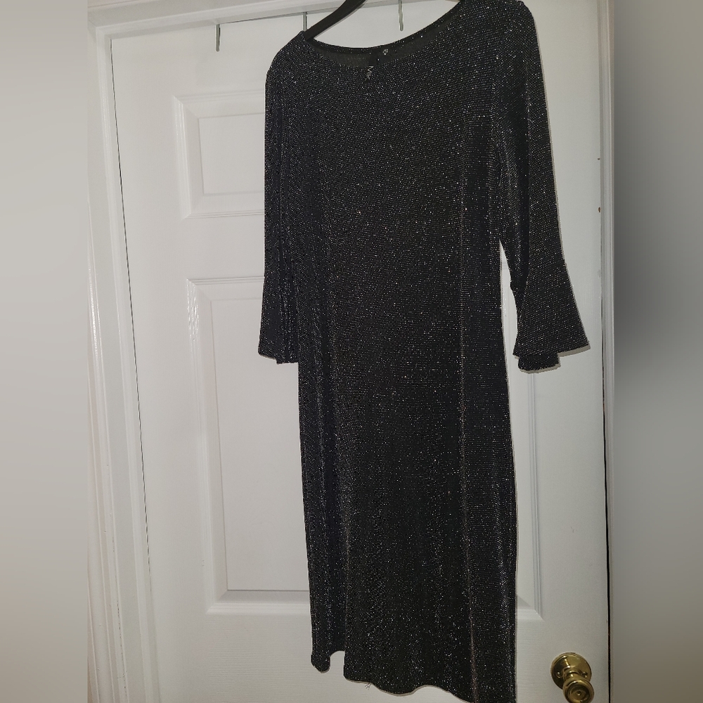 MIK Black Sparkle Long Sleeve Dress